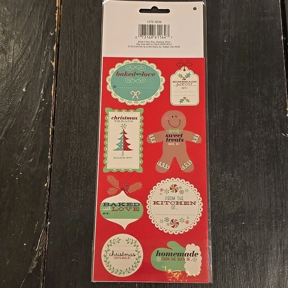 (3) Packs NEW Jo-Ann Stores Holiday Christmas Treat‎ Labels Stickers Baked Goods